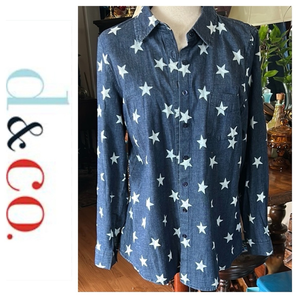 Blue & White Stars Denim Shirt - Picture 2 of 15